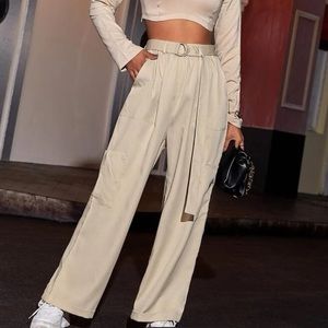 Slant pocket Belted Solid Pants- size M- never worn